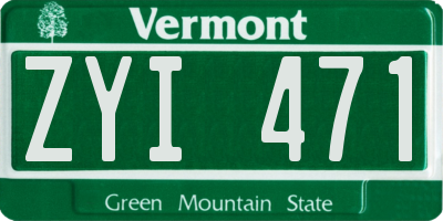 VT license plate ZYI471