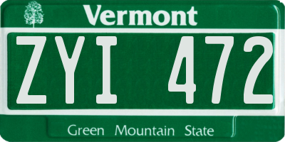 VT license plate ZYI472