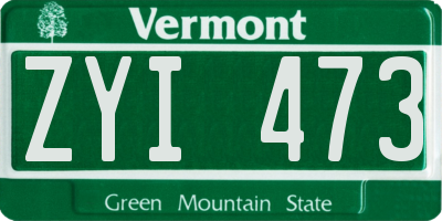 VT license plate ZYI473