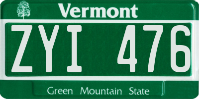 VT license plate ZYI476