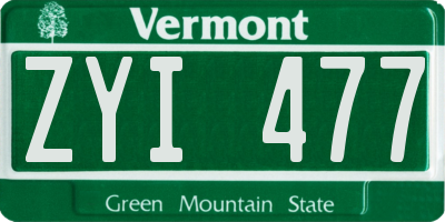 VT license plate ZYI477