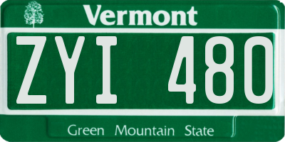 VT license plate ZYI480