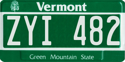 VT license plate ZYI482