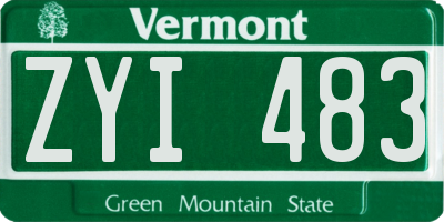VT license plate ZYI483