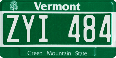 VT license plate ZYI484