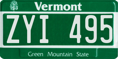 VT license plate ZYI495