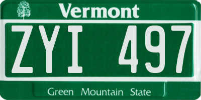 VT license plate ZYI497