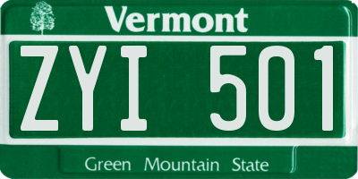 VT license plate ZYI501
