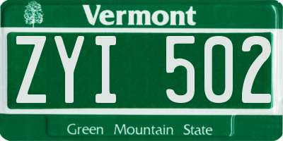 VT license plate ZYI502