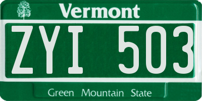 VT license plate ZYI503