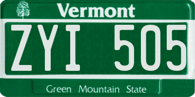 VT license plate ZYI505