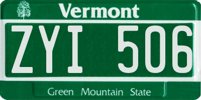 VT license plate ZYI506