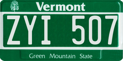 VT license plate ZYI507