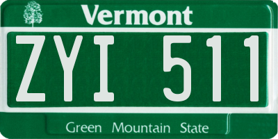 VT license plate ZYI511