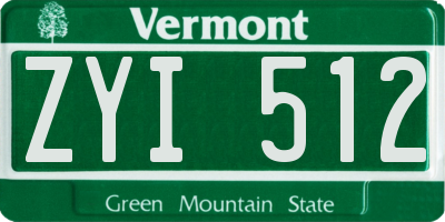VT license plate ZYI512