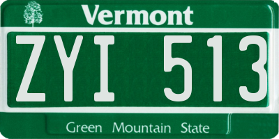 VT license plate ZYI513