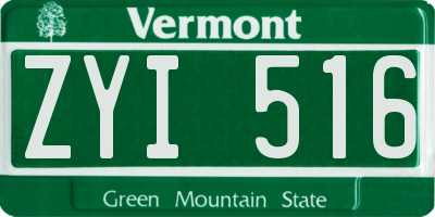 VT license plate ZYI516