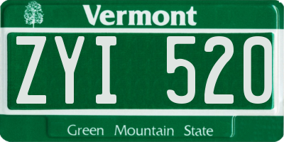VT license plate ZYI520