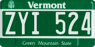 VT license plate ZYI524