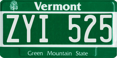 VT license plate ZYI525