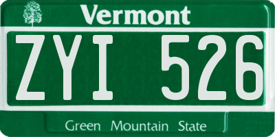 VT license plate ZYI526