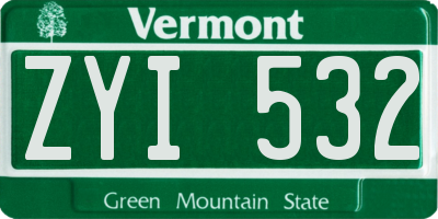 VT license plate ZYI532