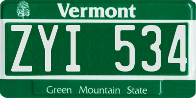 VT license plate ZYI534