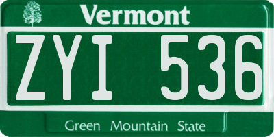 VT license plate ZYI536