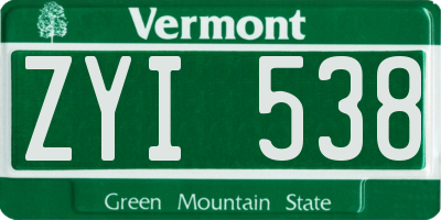 VT license plate ZYI538