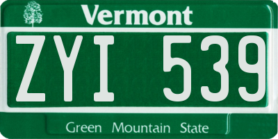 VT license plate ZYI539