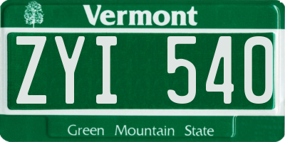 VT license plate ZYI540