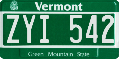 VT license plate ZYI542