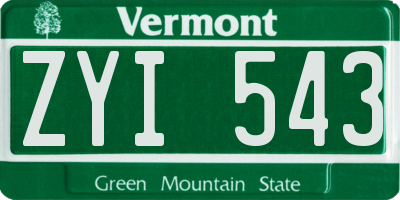 VT license plate ZYI543