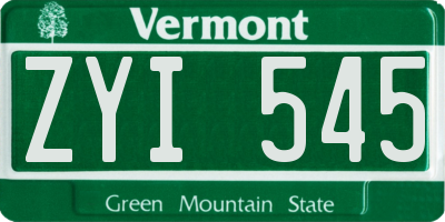 VT license plate ZYI545