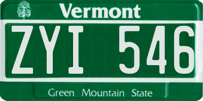 VT license plate ZYI546