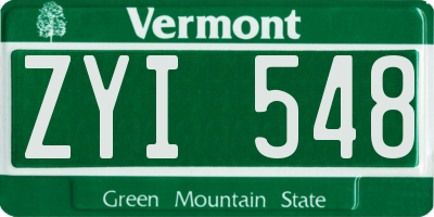 VT license plate ZYI548