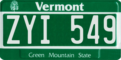 VT license plate ZYI549
