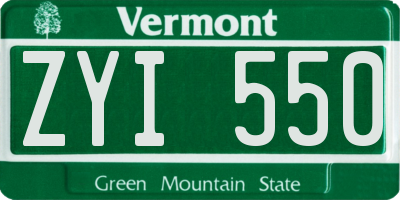 VT license plate ZYI550