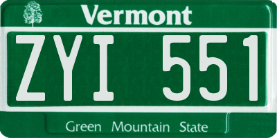 VT license plate ZYI551