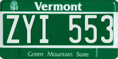 VT license plate ZYI553