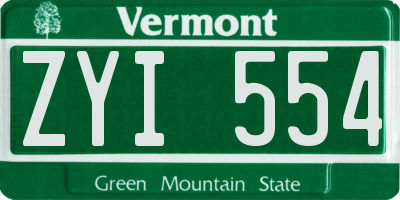 VT license plate ZYI554