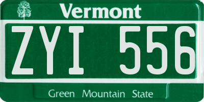 VT license plate ZYI556