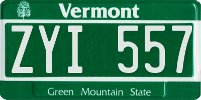 VT license plate ZYI557