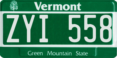 VT license plate ZYI558