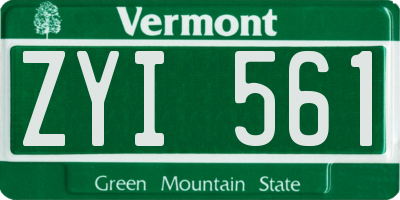 VT license plate ZYI561