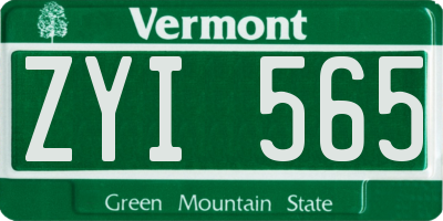 VT license plate ZYI565