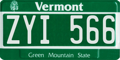 VT license plate ZYI566