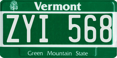VT license plate ZYI568