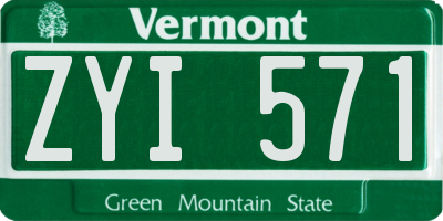 VT license plate ZYI571