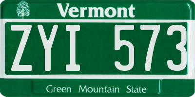 VT license plate ZYI573
